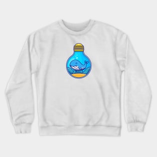 Cute Blue Whale Swimming In Bulb Crewneck Sweatshirt